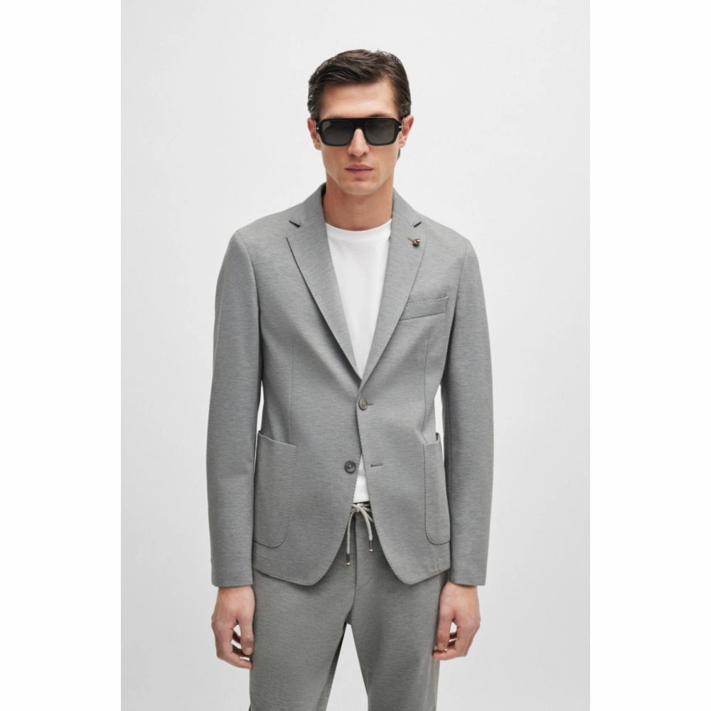 Slim-fit jacket in melange interlock jersey