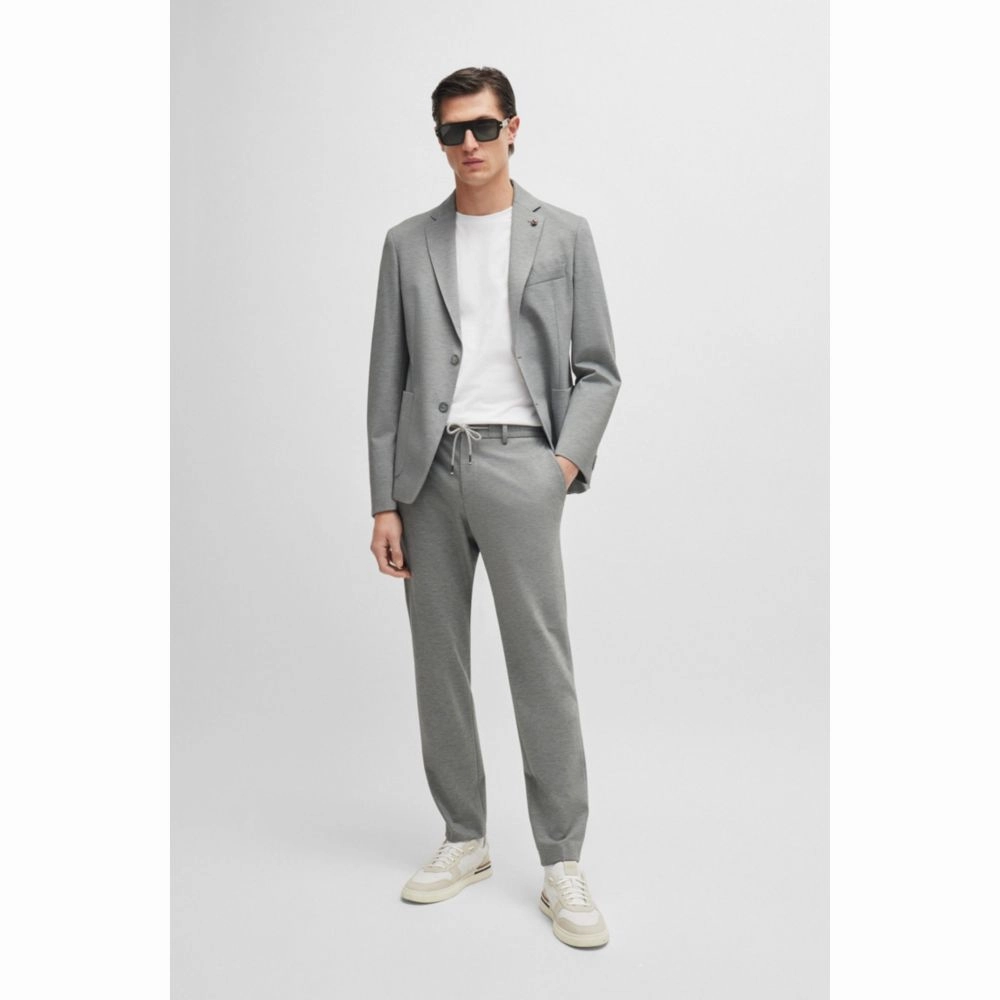 Slim-fit jacket in melange interlock jersey
