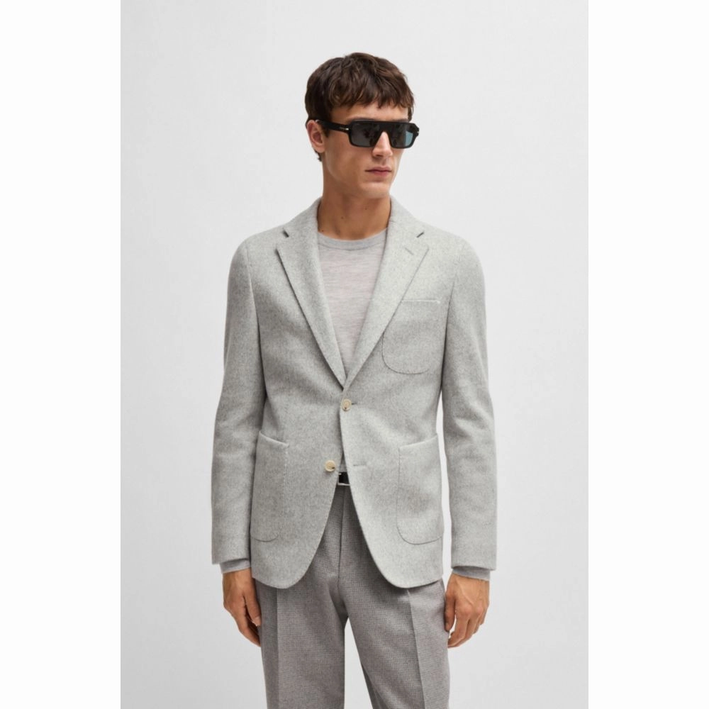 Slim-fit jacket in micro-patterned stretch jersey