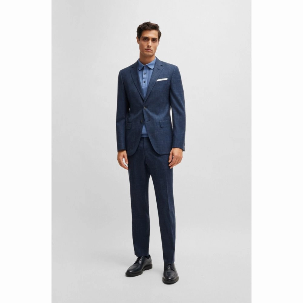 Slim-fit jacket in virgin wool and linen