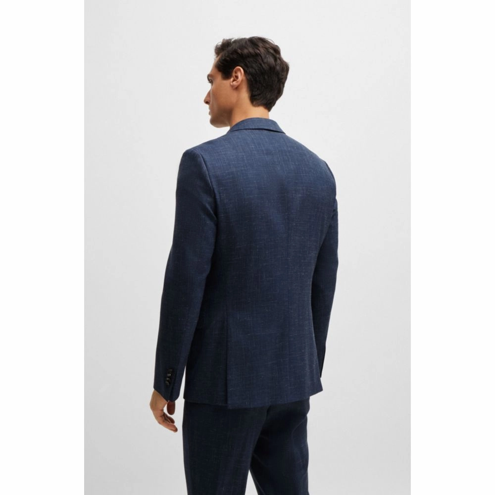 Slim-fit jacket in virgin wool and linen