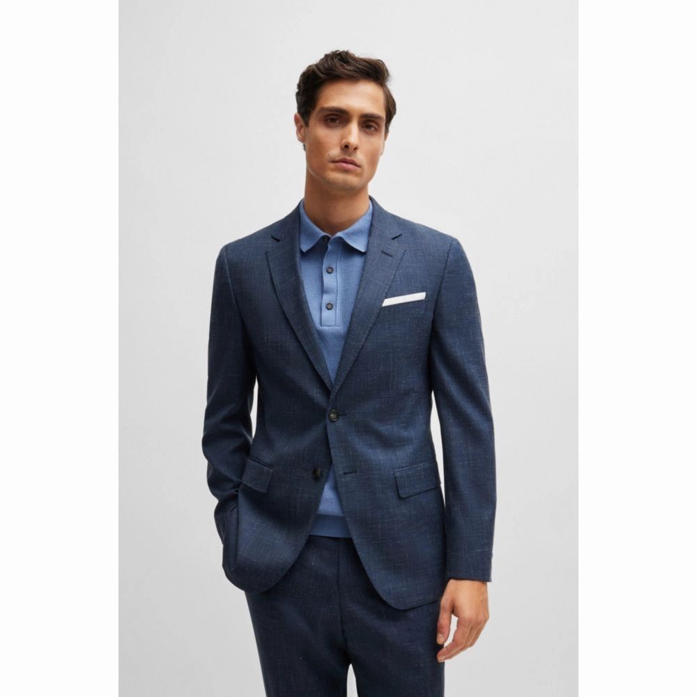 Slim-fit jacket in virgin wool and linen