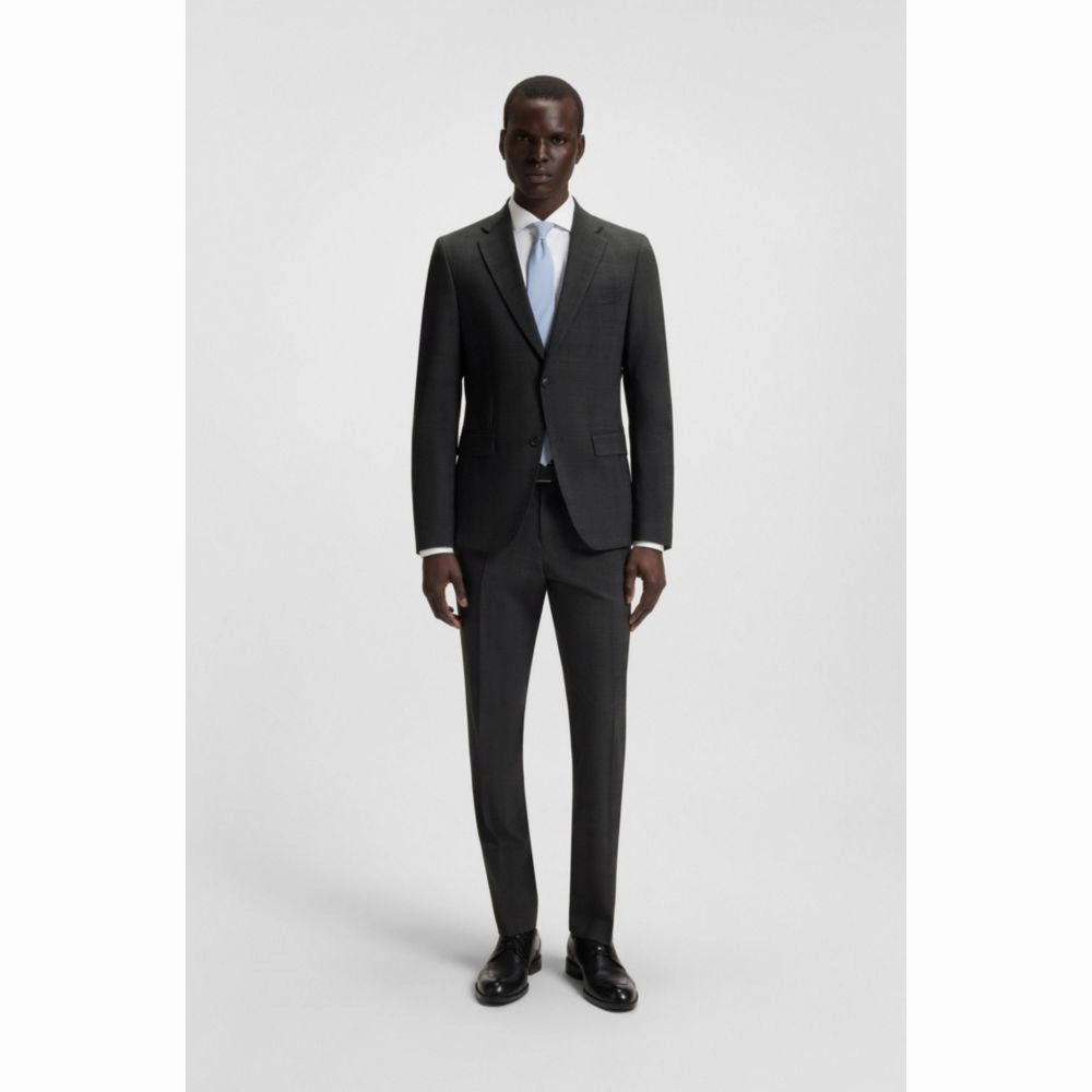 Slim-fit suit in checked crease-resistant stretch wool