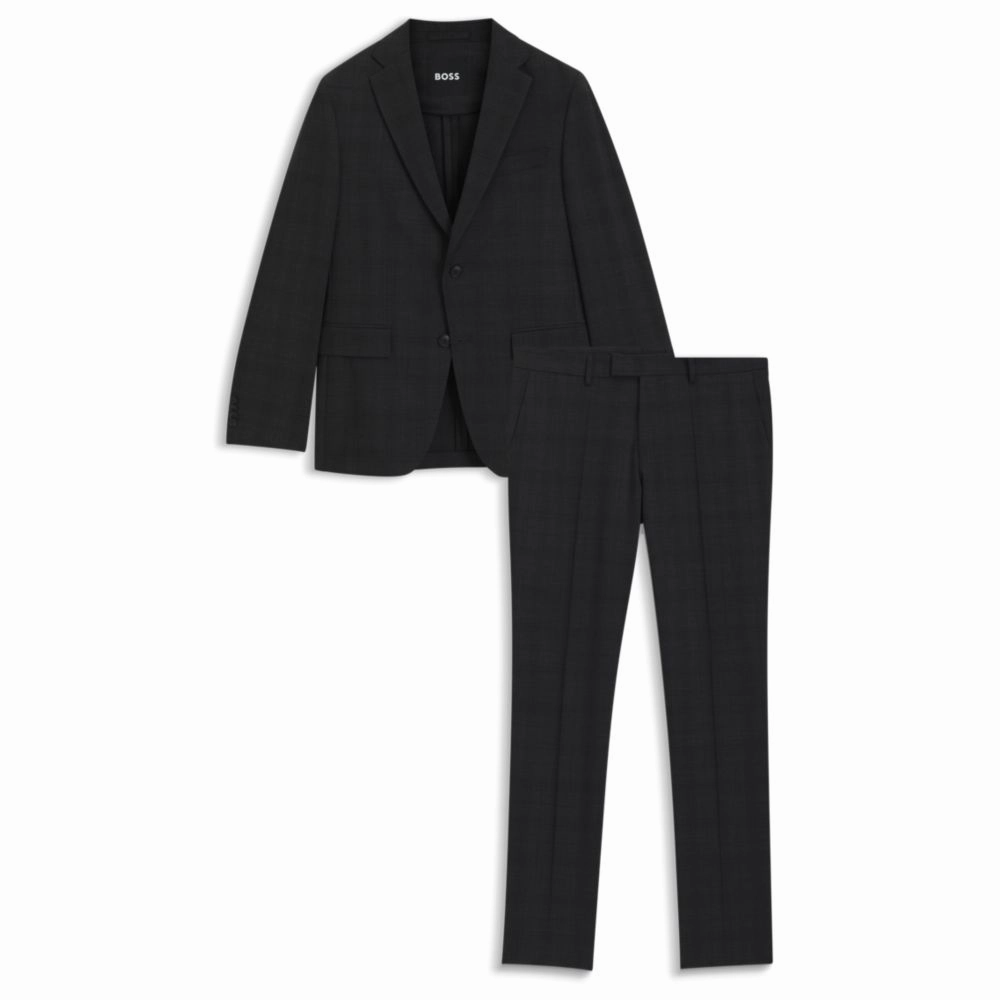 Slim-fit suit in checked crease-resistant stretch wool