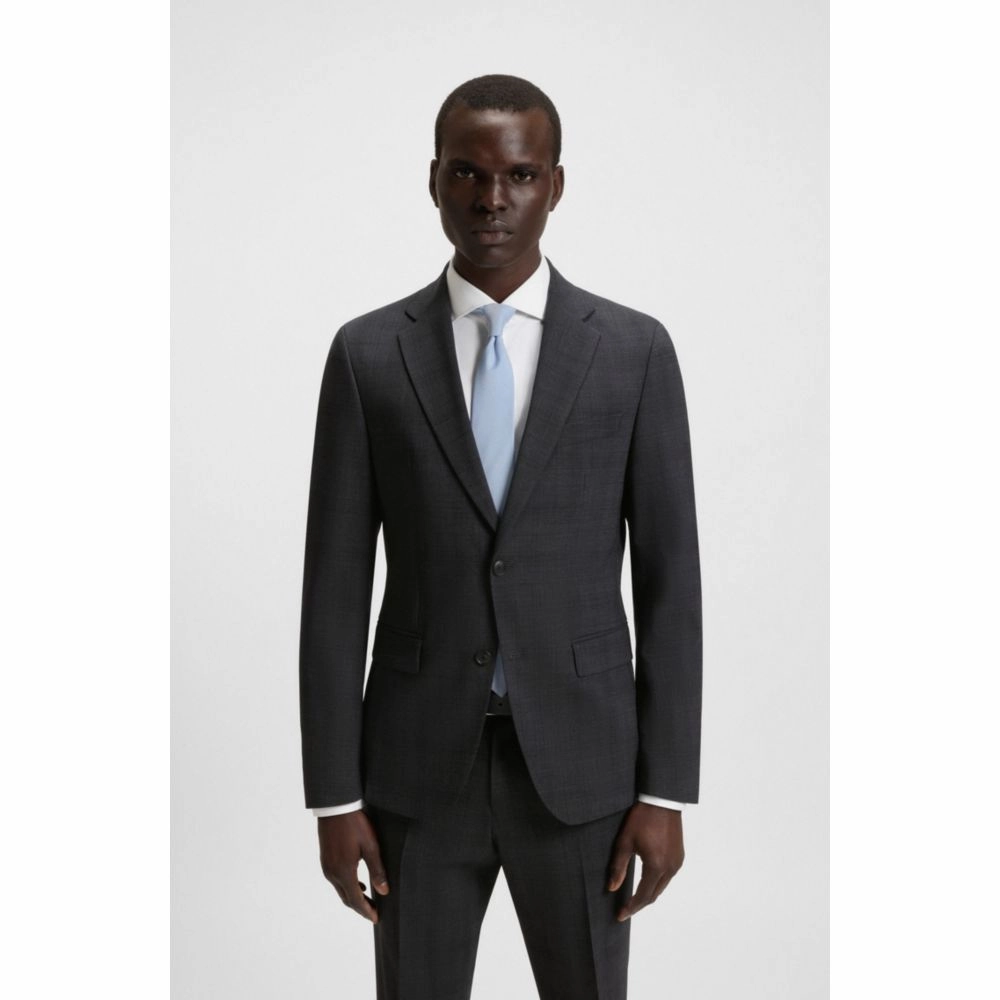 Slim-fit suit in checked crease-resistant stretch wool