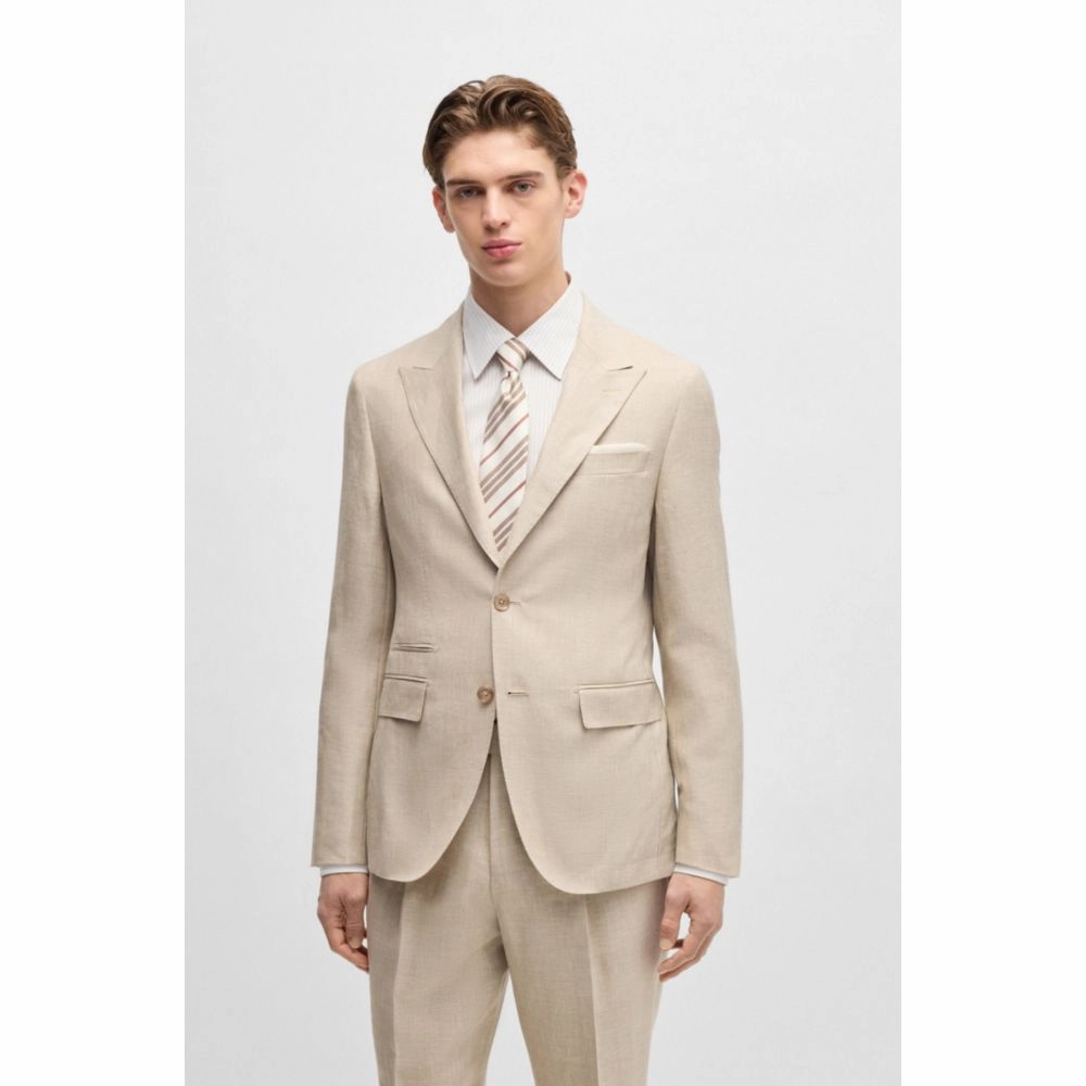 Slim-fit suit in checked linen, wool and silk
