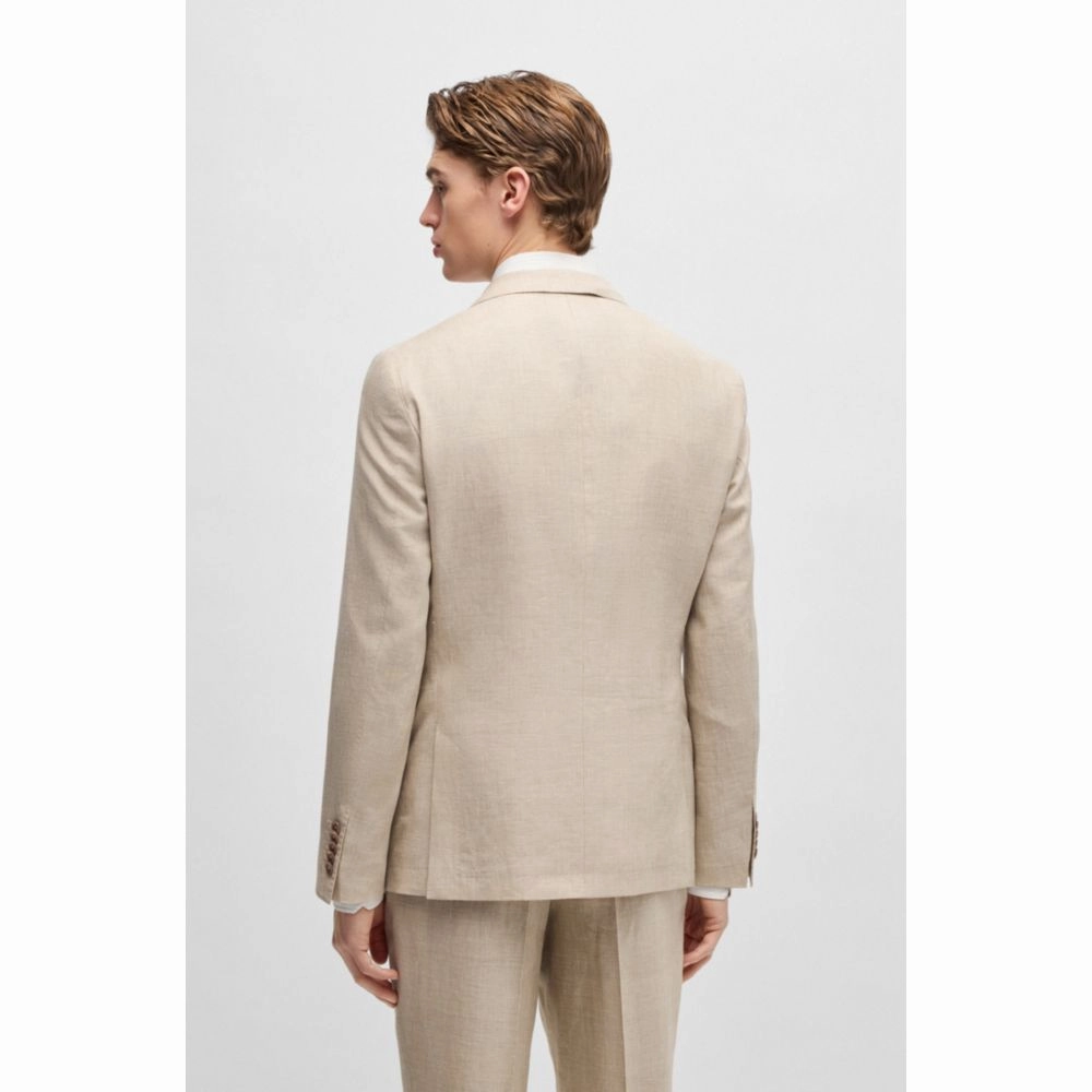 Slim-fit suit in checked linen, wool and silk
