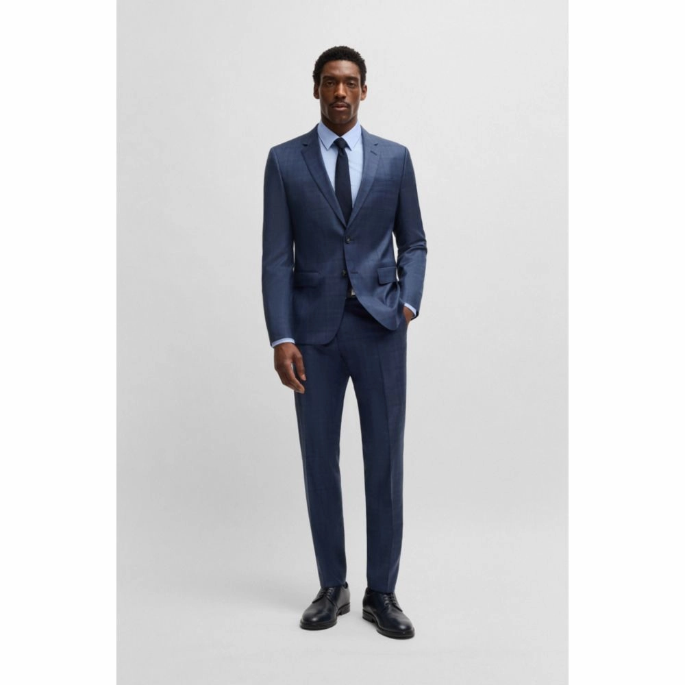 Slim-fit suit in checked wool and silk