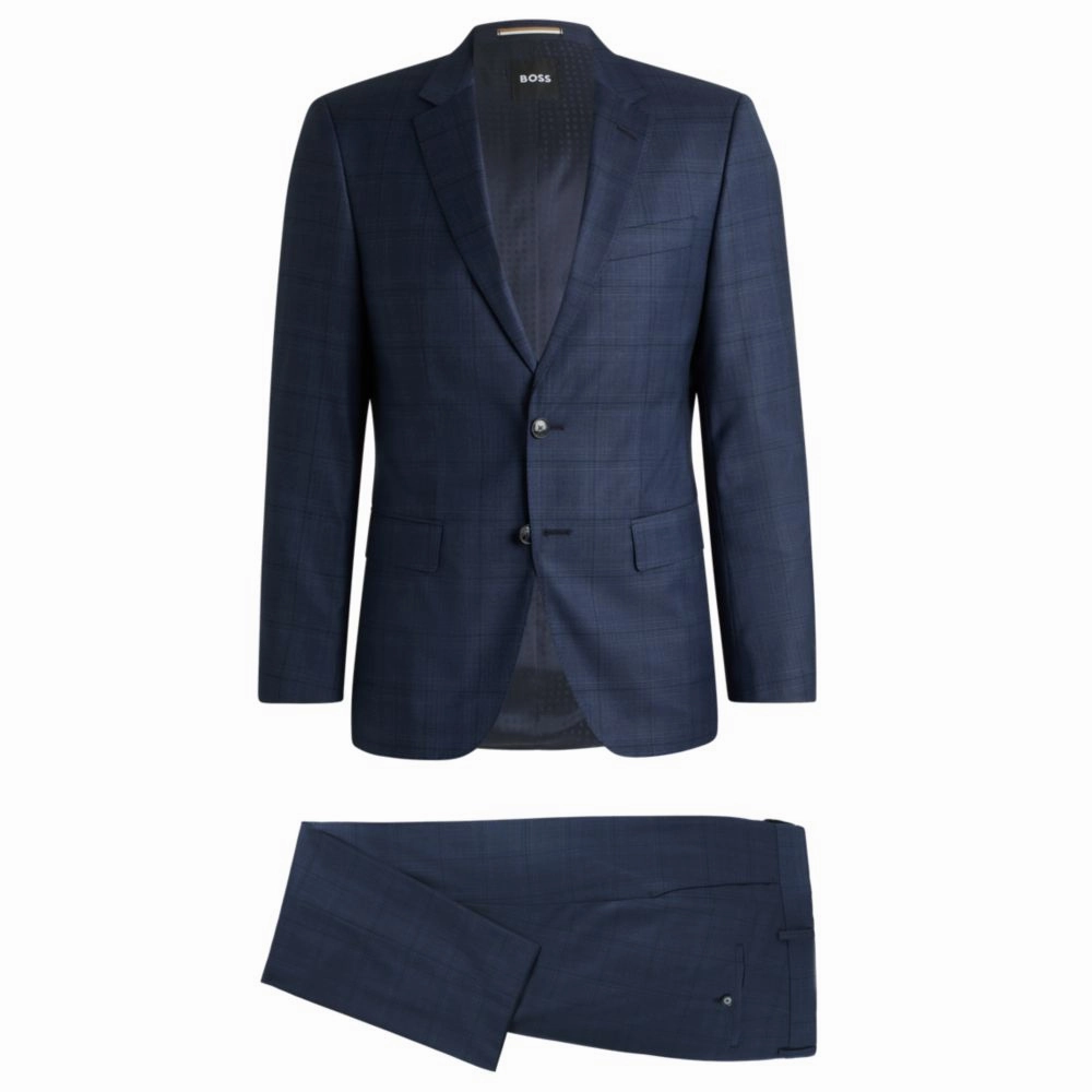 Slim-fit suit in checked wool and silk