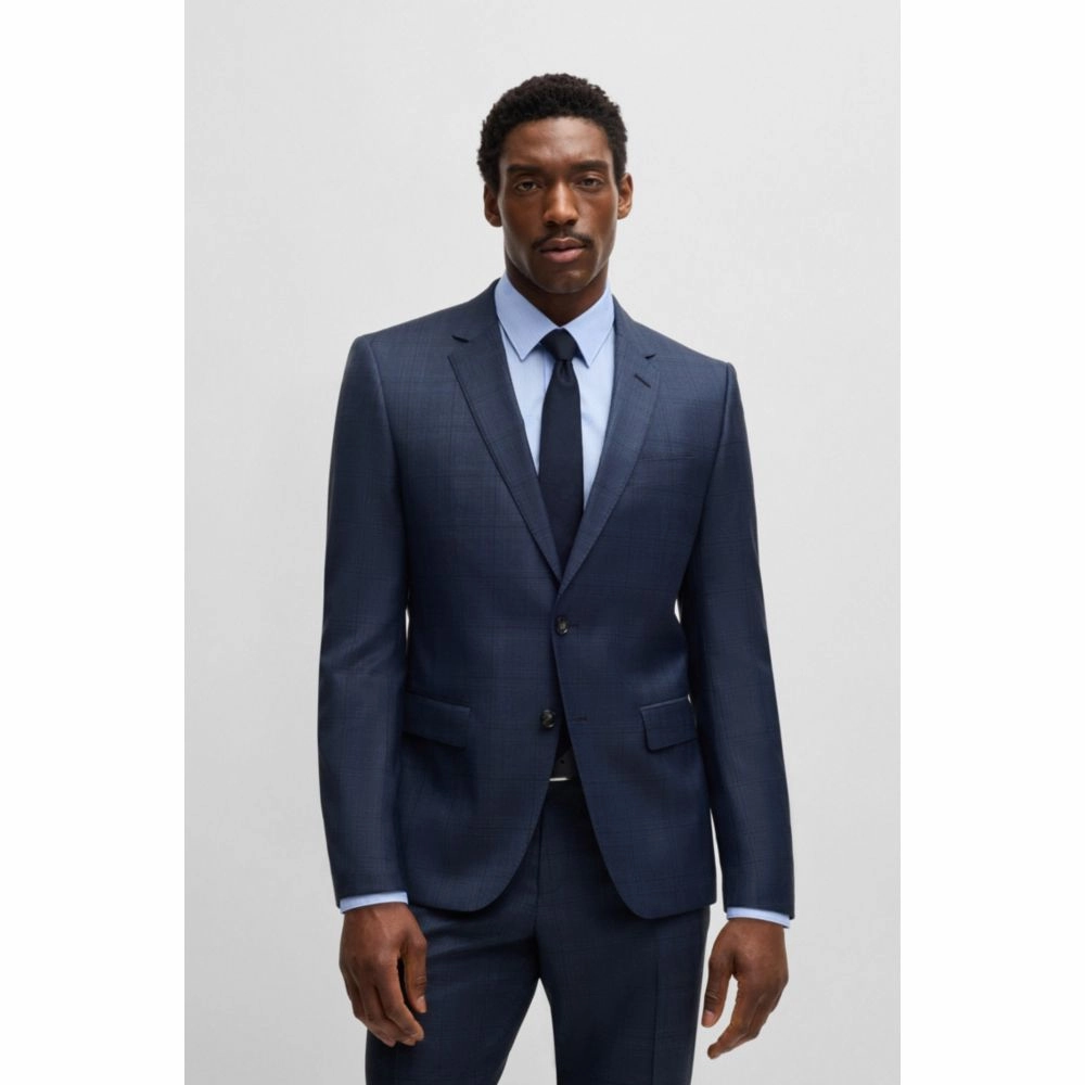 Slim-fit suit in checked wool and silk