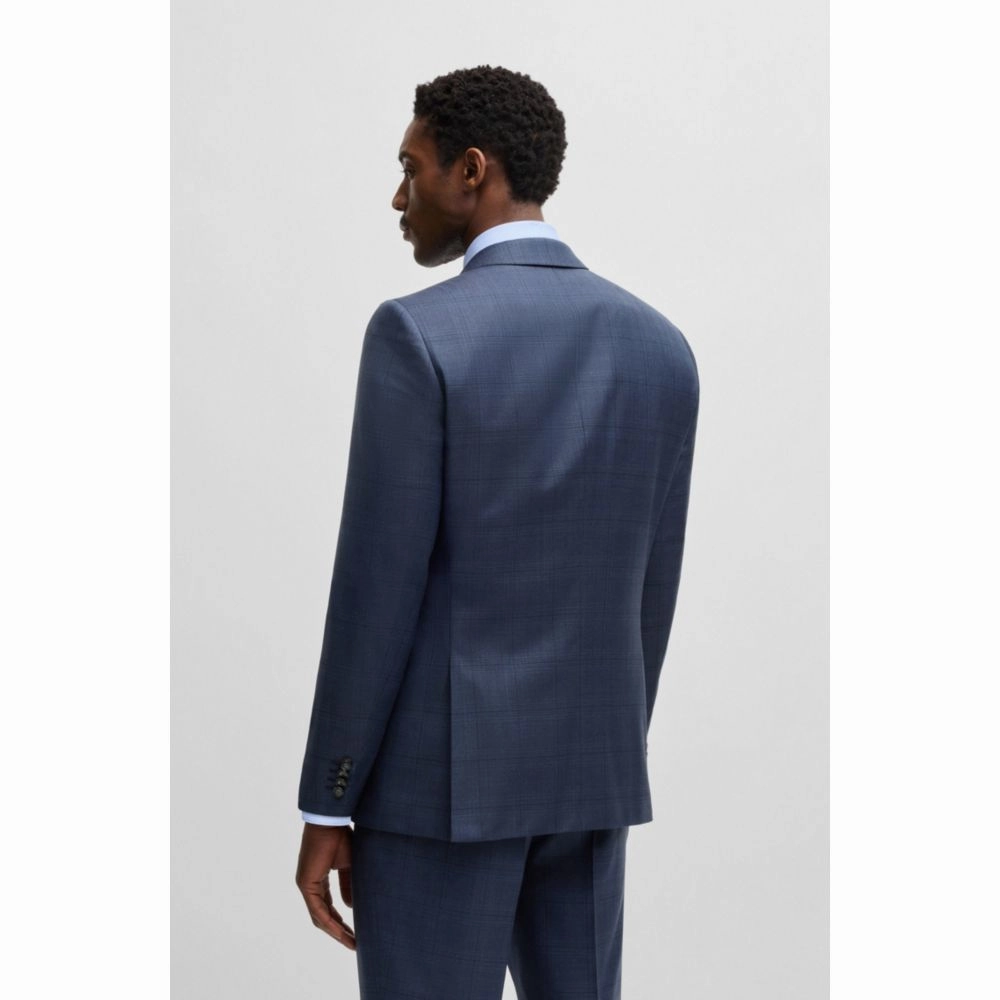 Slim-fit suit in checked wool and silk