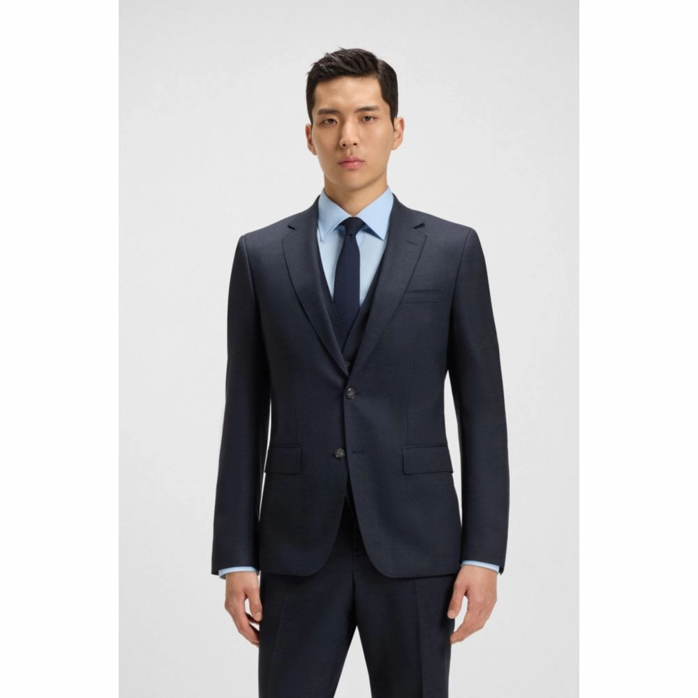 Slim-fit suit in micro-patterned stretch wool