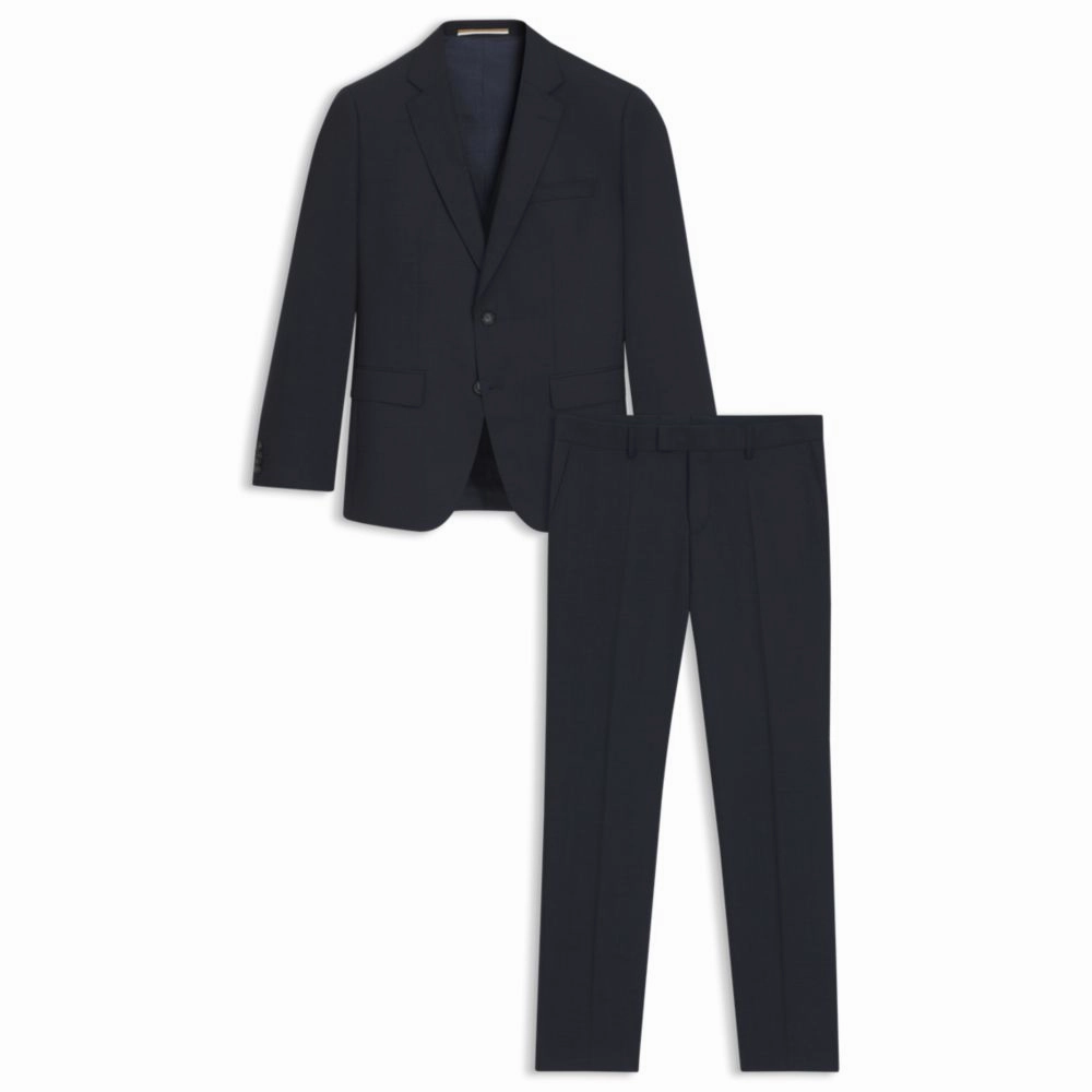 Slim-fit suit in micro-patterned stretch wool