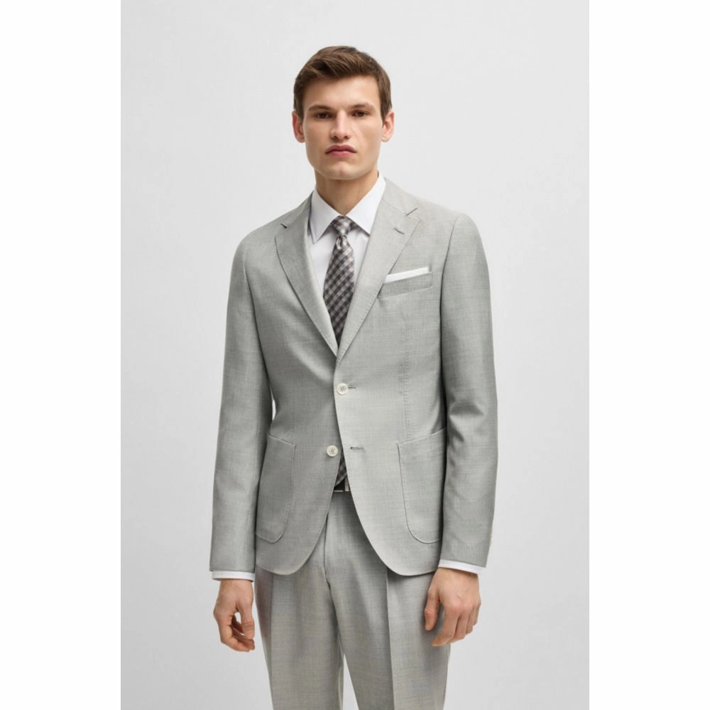 Slim-fit suit in micro-patterned wool and silk