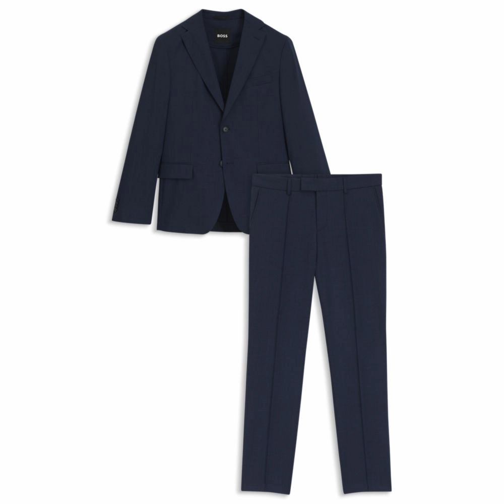 Slim-fit suit in patterned stretch wool