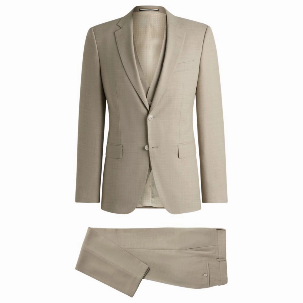 Slim-fit suit in patterned stretch wool