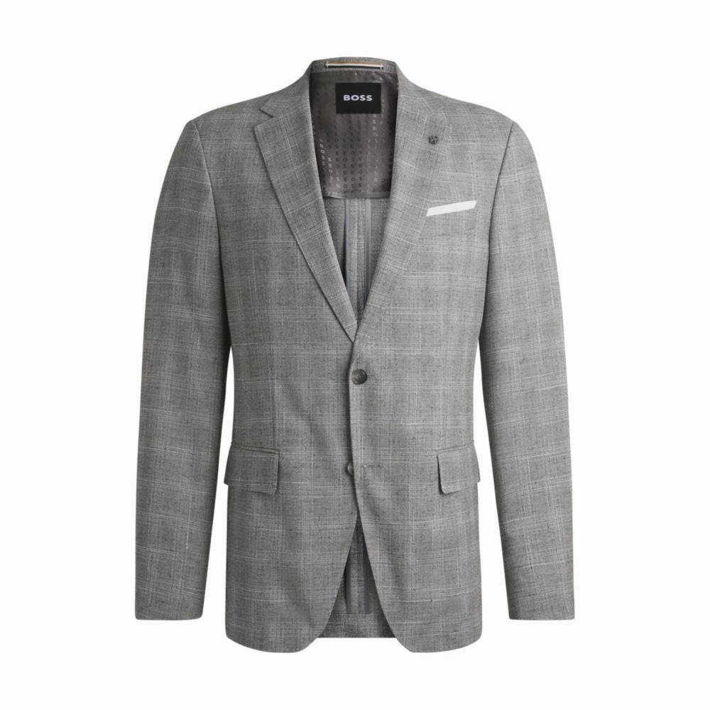 Slim-fit suit jacket in a checked wool blend