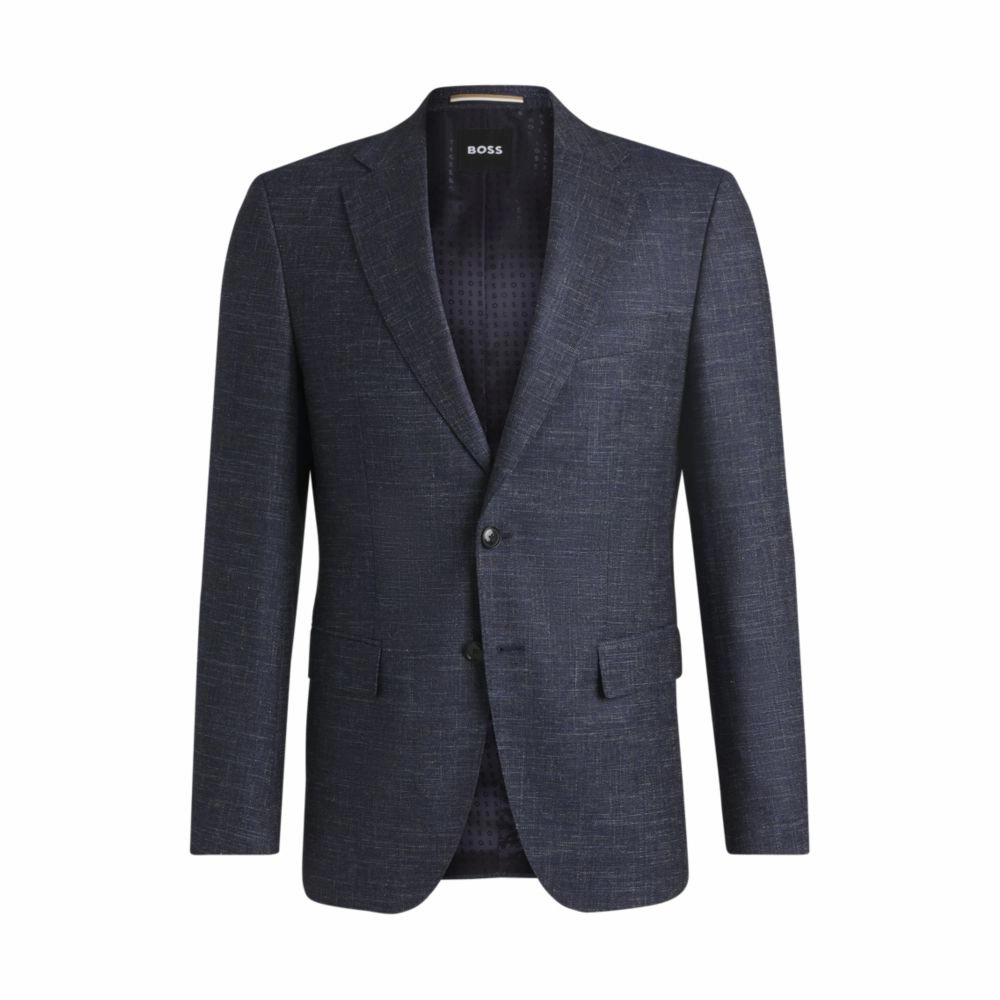 Slim-fit suit jacket in patterned stretch fabric