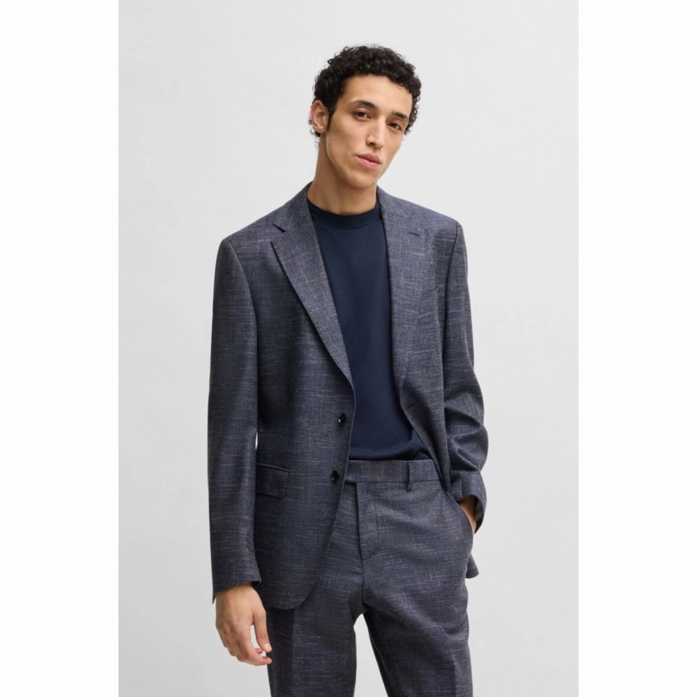 Slim-fit suit jacket in patterned stretch fabric