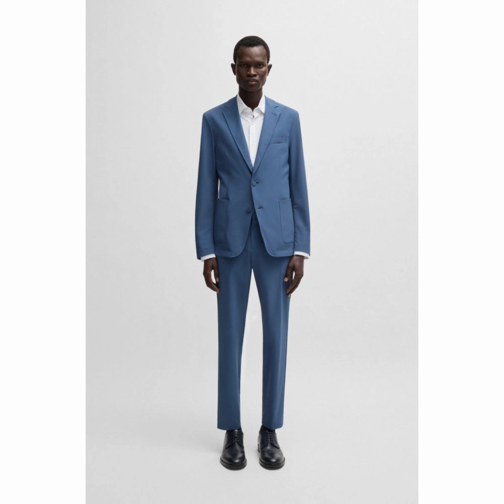Slim-fit suit jacket in travel-friendly stretch softshell