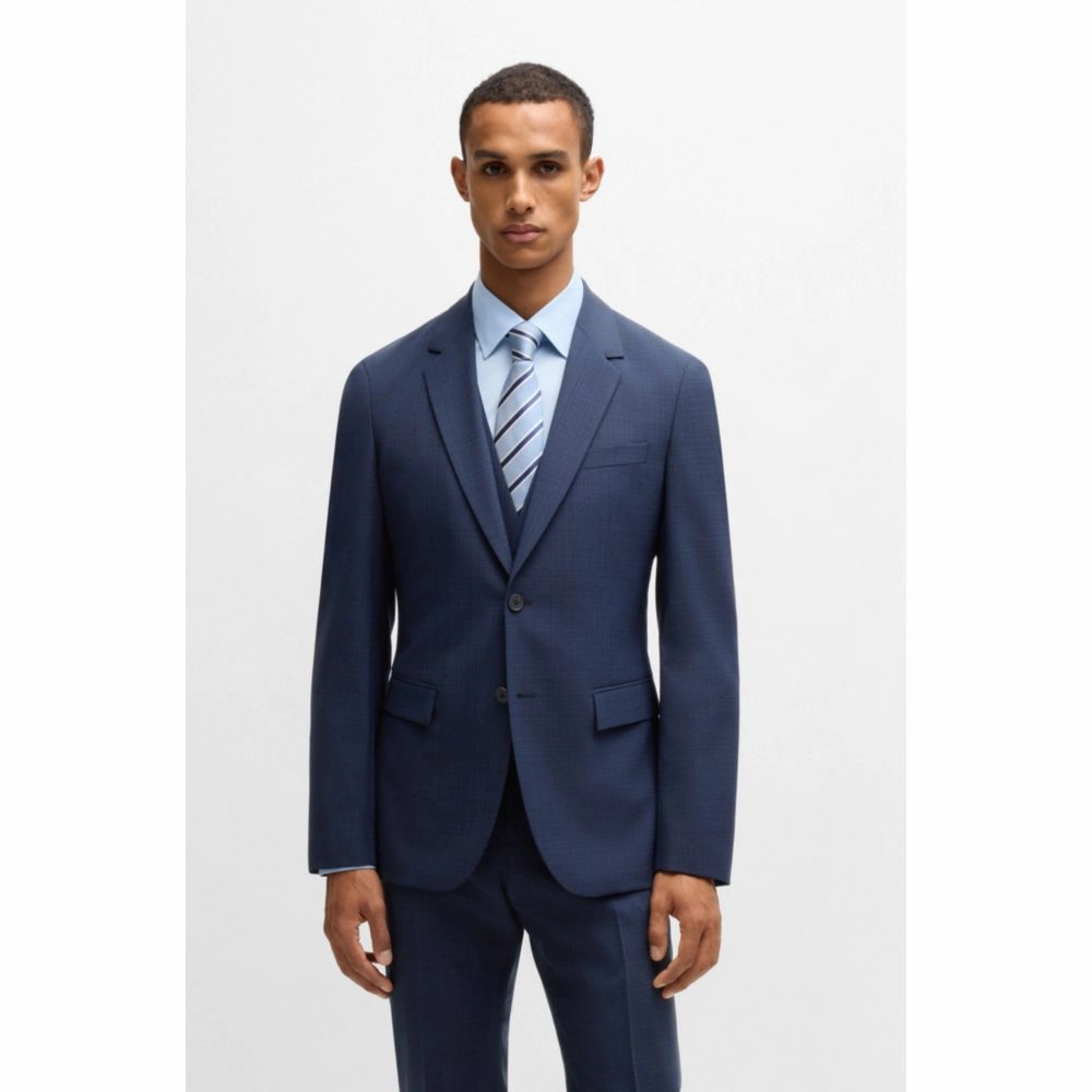 Slim-fit three-piece suit in checked stretch cloth