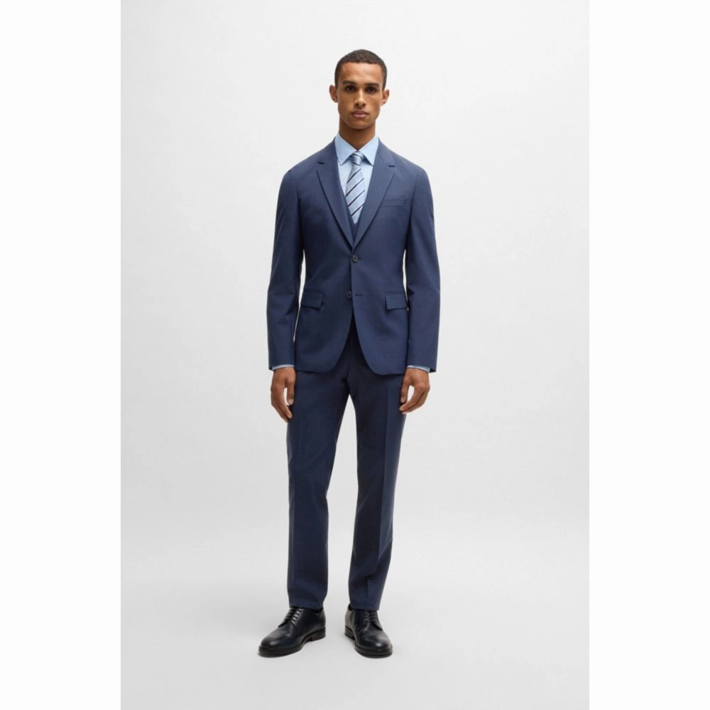 Slim-fit three-piece suit in checked stretch cloth