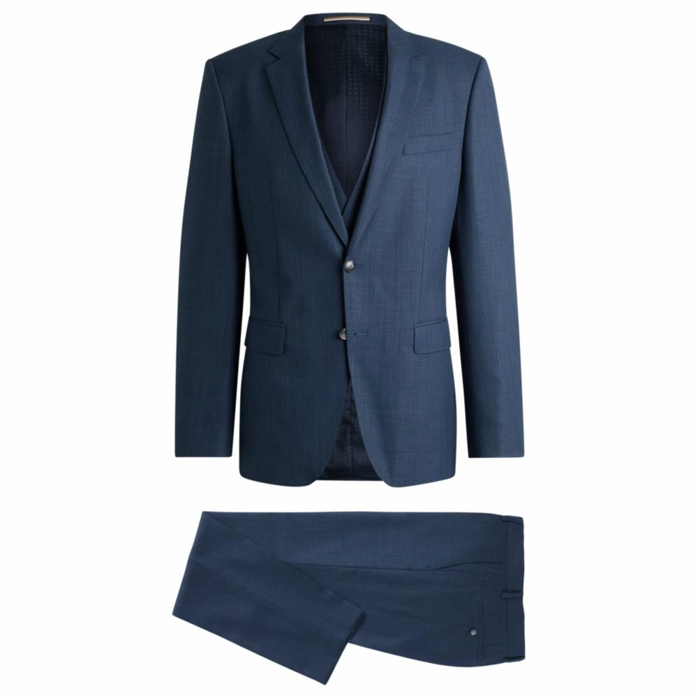 Slim-fit three-piece suit in patterned wool