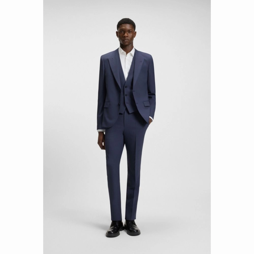 Slim-fit three-piece suit with sharkskin weave