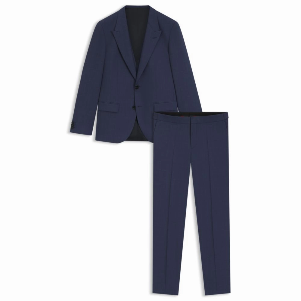 Slim-fit three-piece suit with sharkskin weave