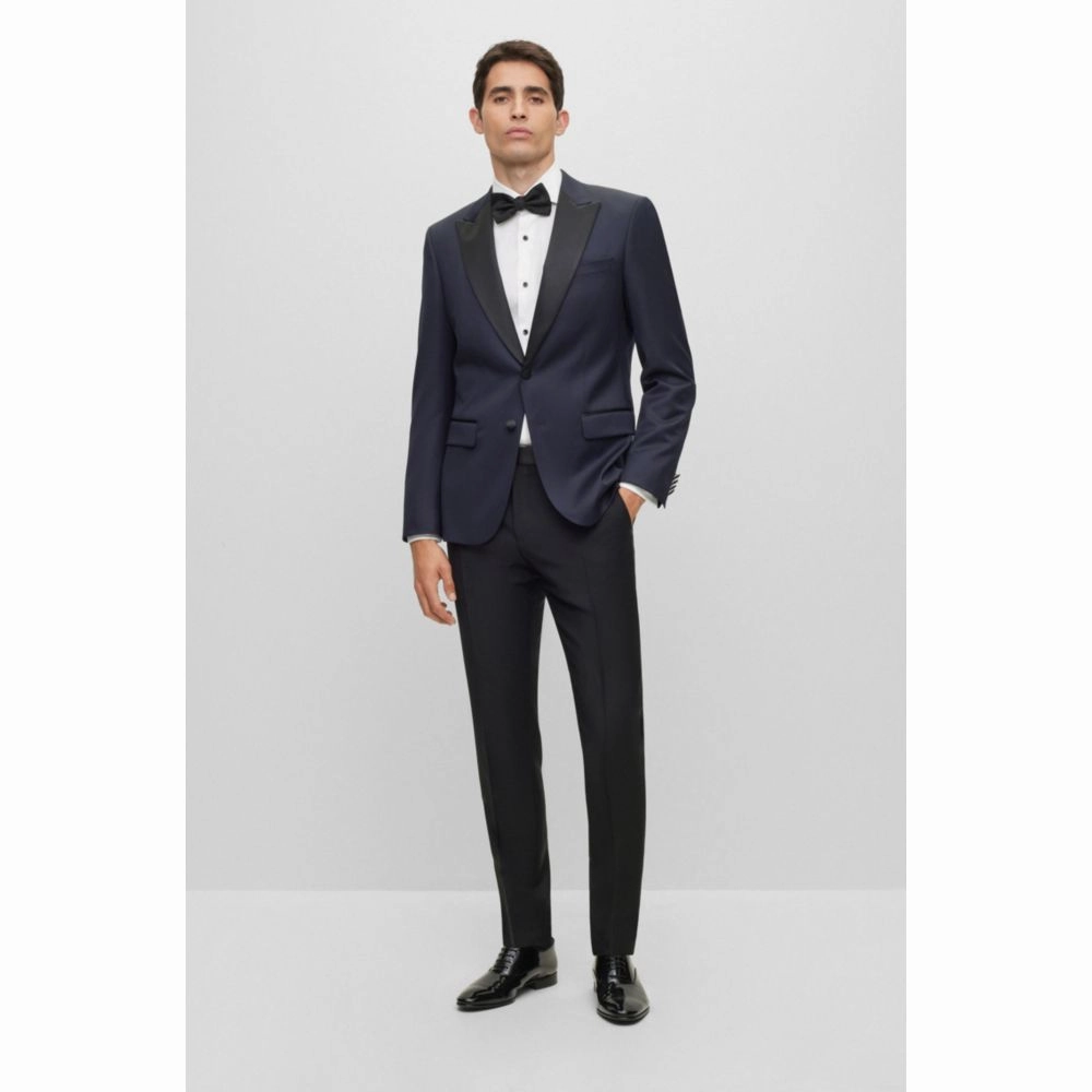 Slim-fit tuxedo jacket in wool serge