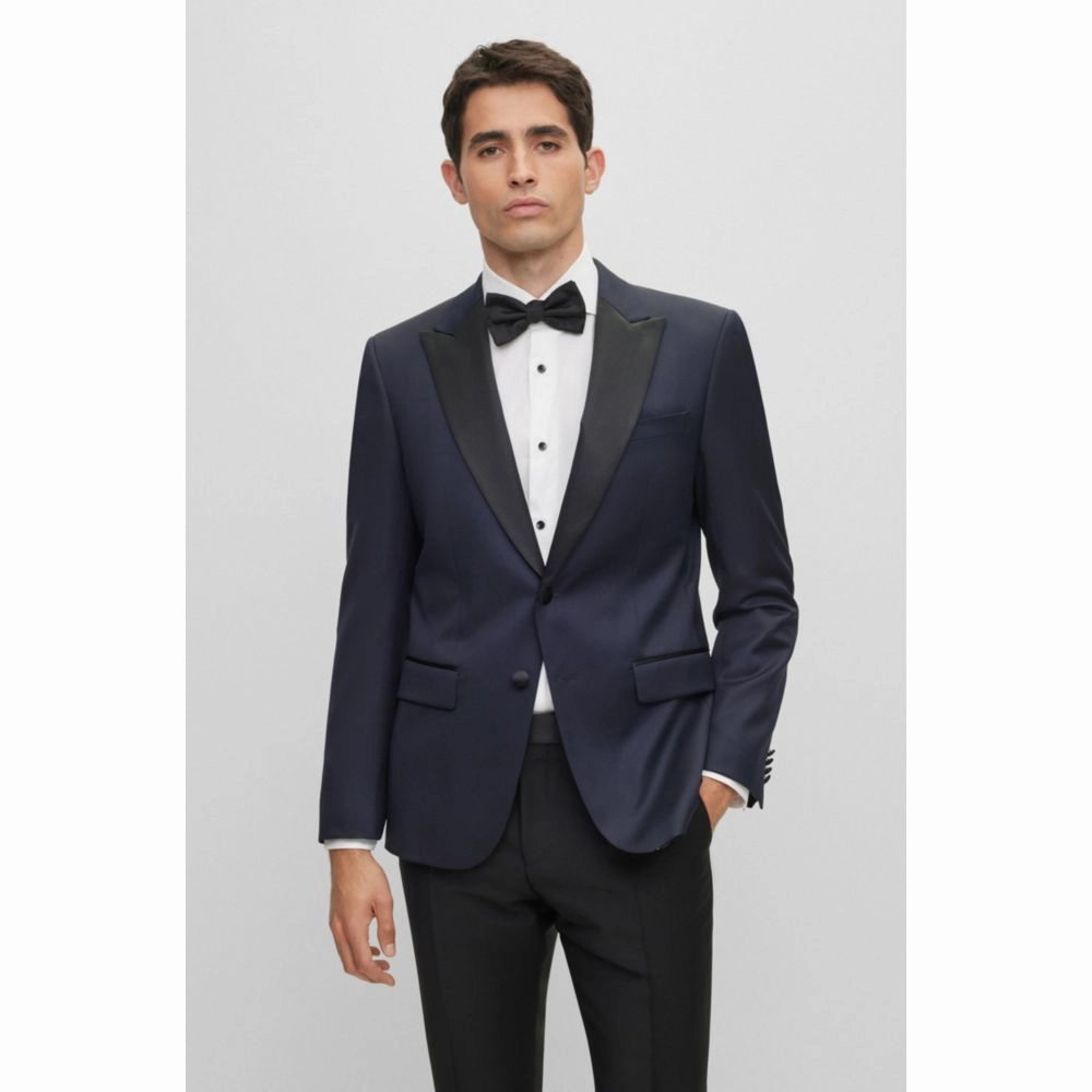 Slim-fit tuxedo jacket in wool serge