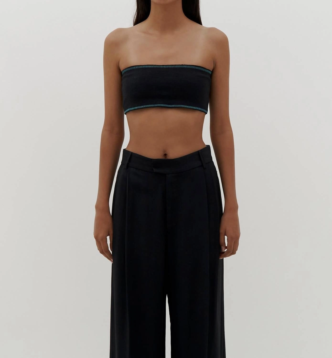 Slim Rib Bandeau In Black