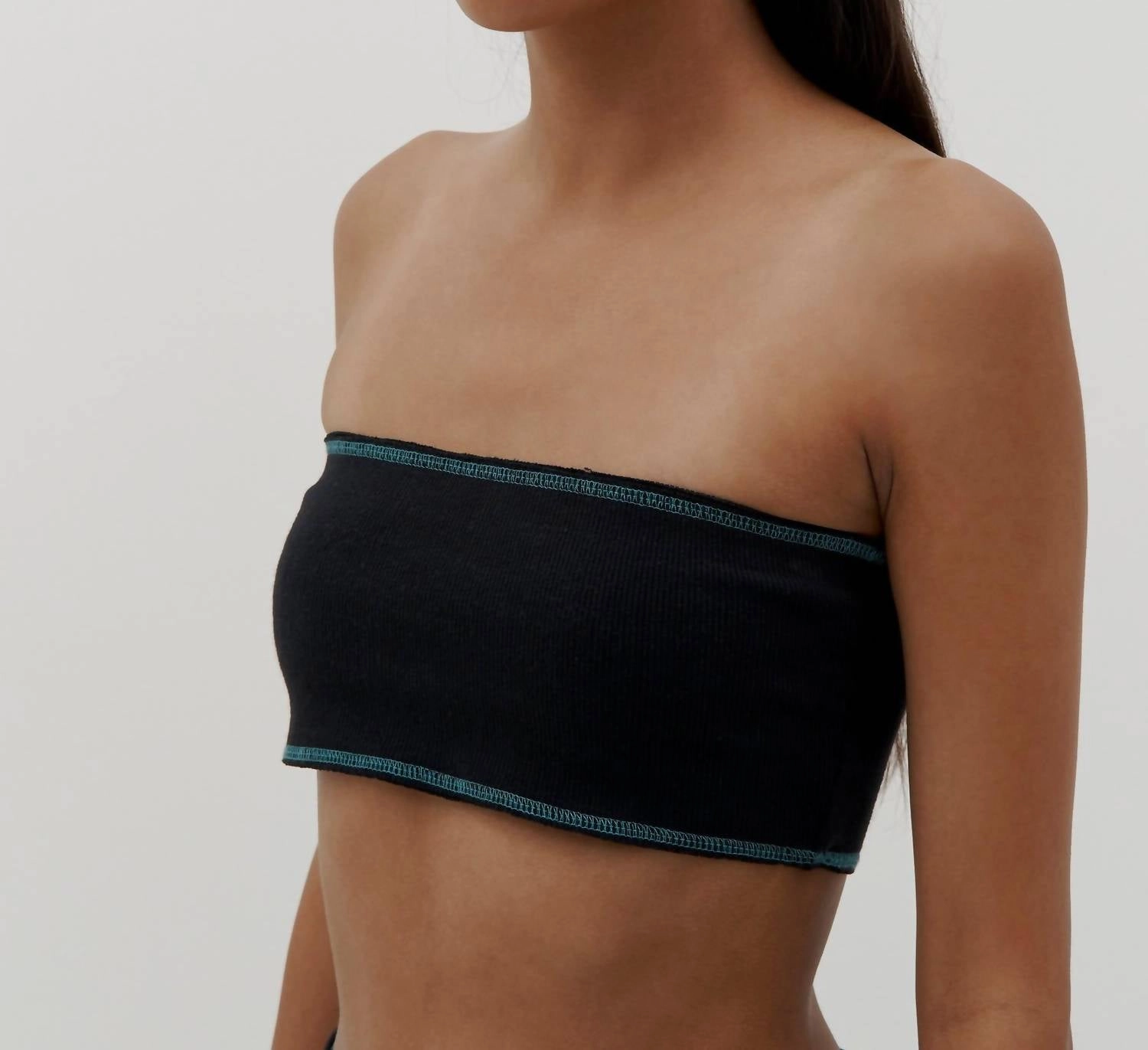 Slim Rib Bandeau In Black