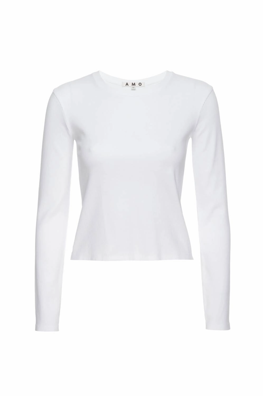 Slim Rib Long Sleeve Tee In White