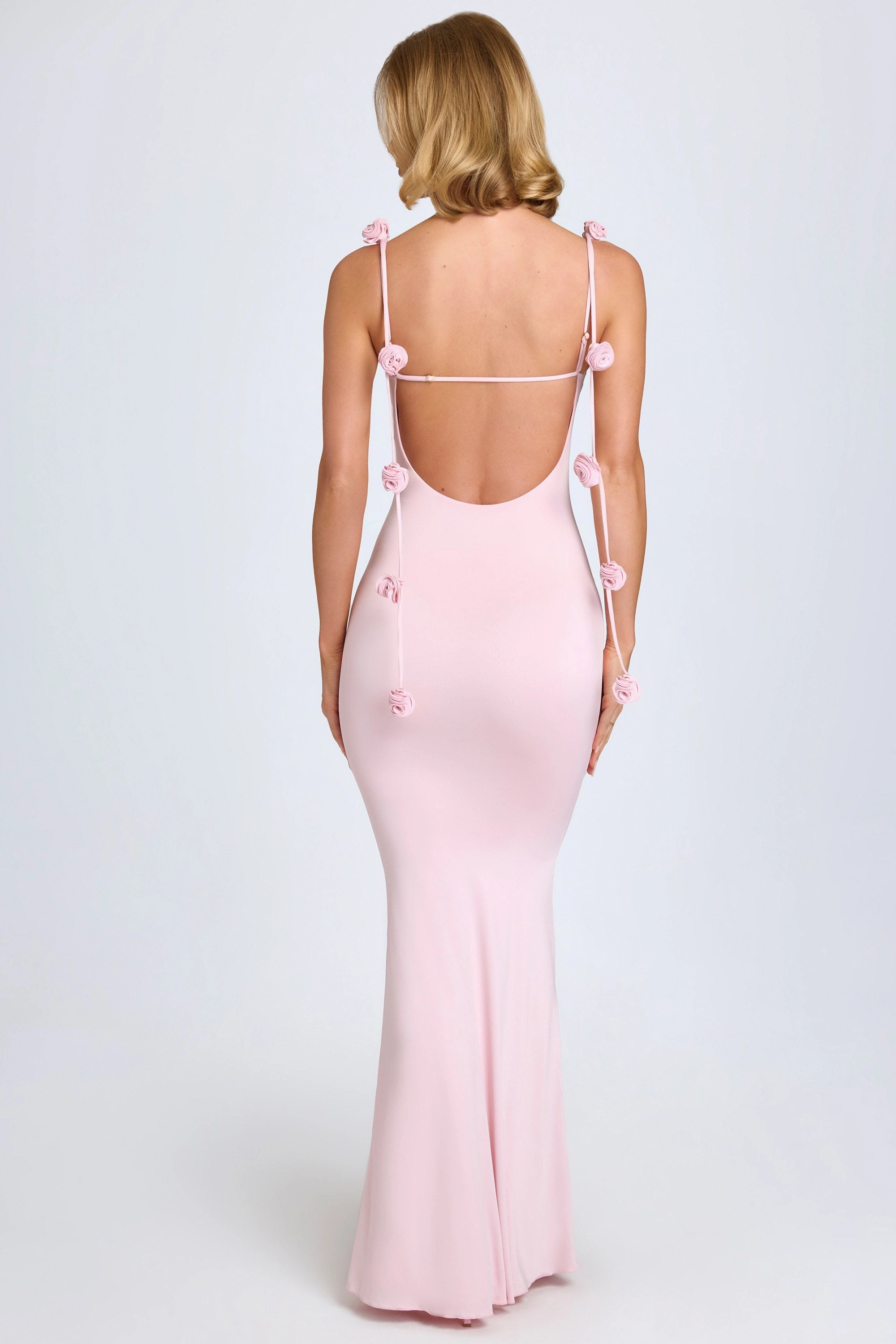 Slinky Jersey Floral-Appliqu?Gown in Blush