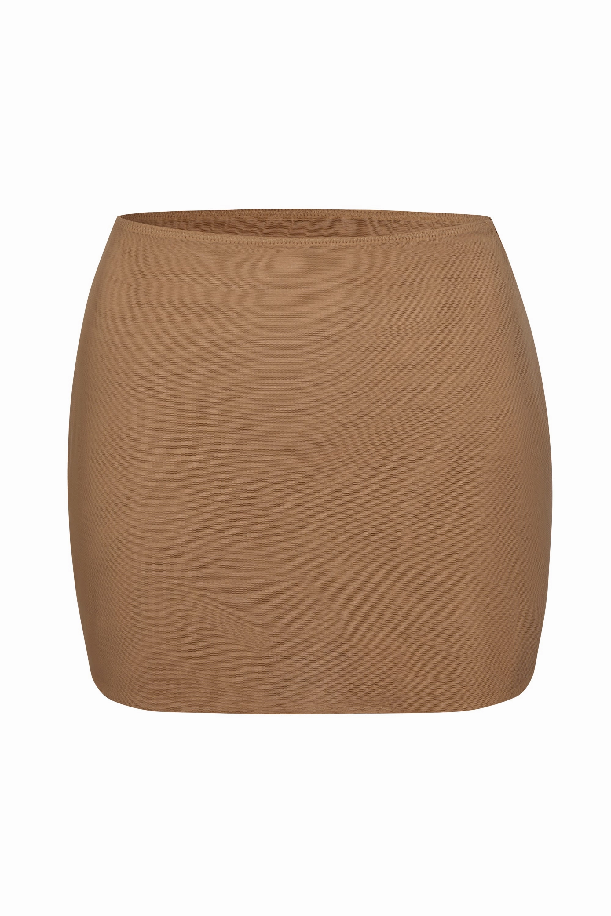 Soft Mesh Low-Rise Micro Mini Slip Skirt in Almond Bottoms Womens - women's pants clearance