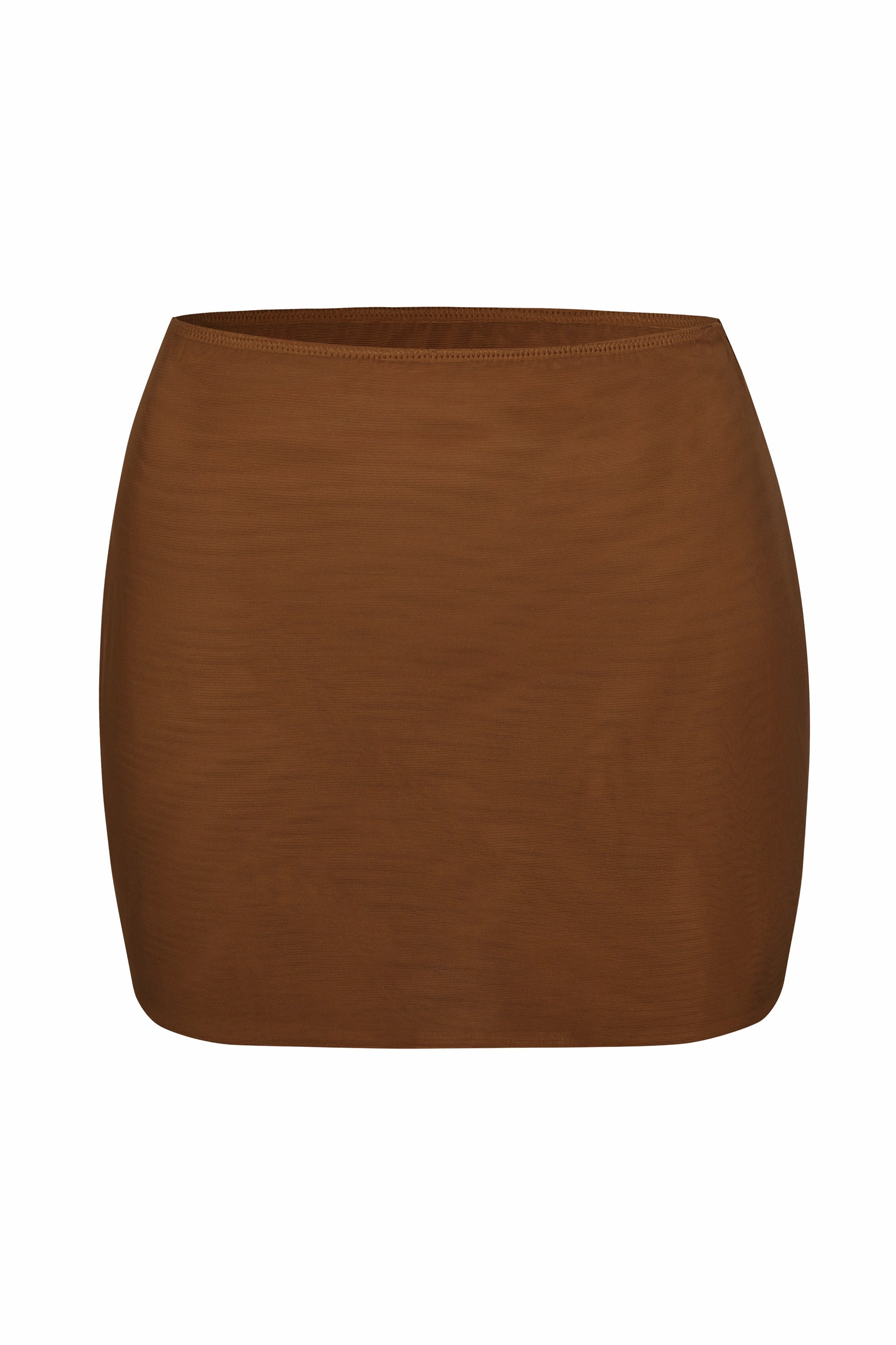 Soft Mesh Low-Rise Micro Mini Slip Skirt in Chestnut Bottoms Womens - women's pants clearance