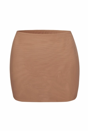 Soft Mesh Low-Rise Micro Mini Slip Skirt in Honey Bottoms Womens - women's pants clearance