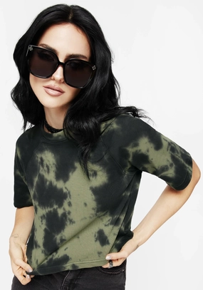 Sorrel Tie Dye Raglan Sleeve Crop Top Tops Womens - women's blouses clearance