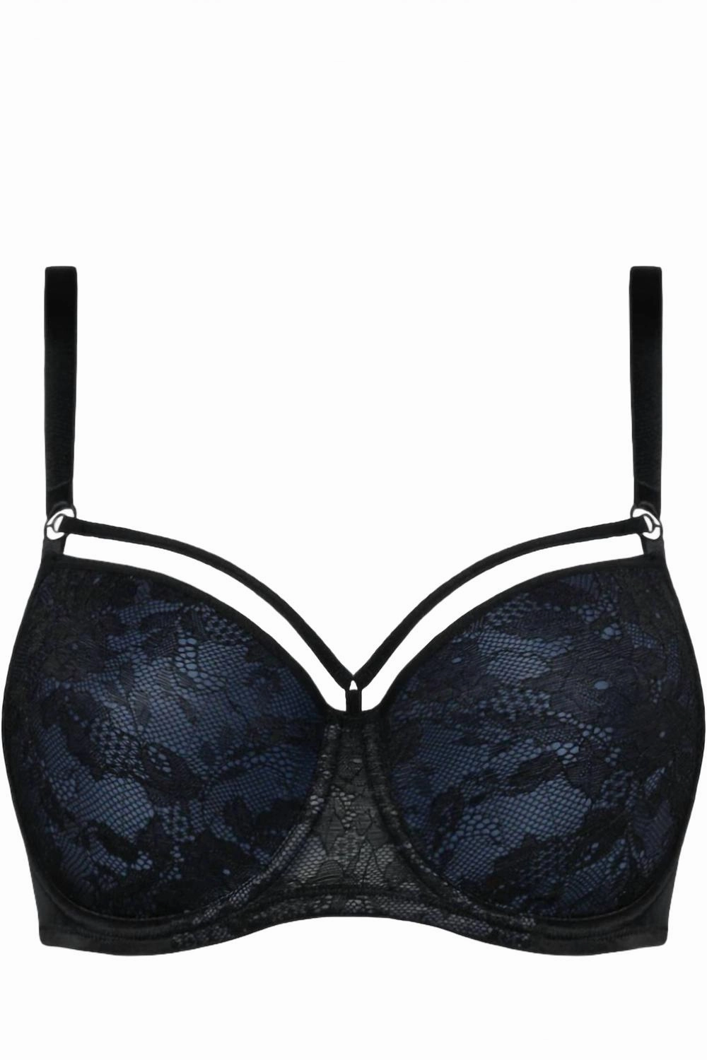 Space Odyssey Padded Balcony Bra In Black Lace