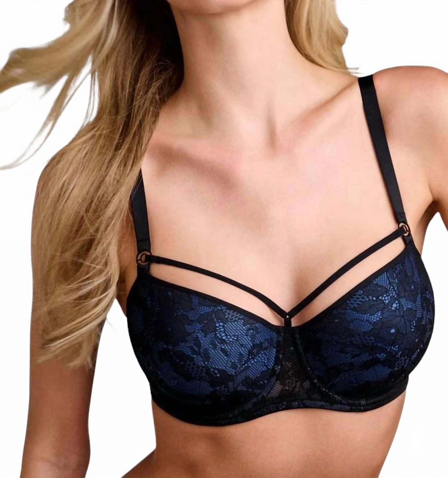 Space Odyssey Padded Balcony Bra In Black Lace