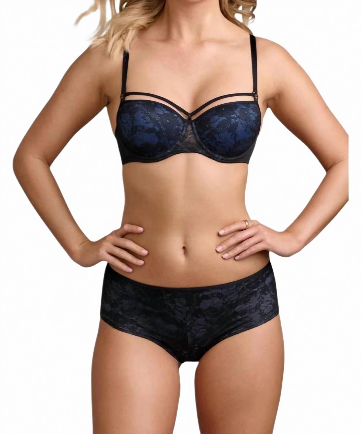 Space Odyssey Padded Balcony Bra In Black Lace
