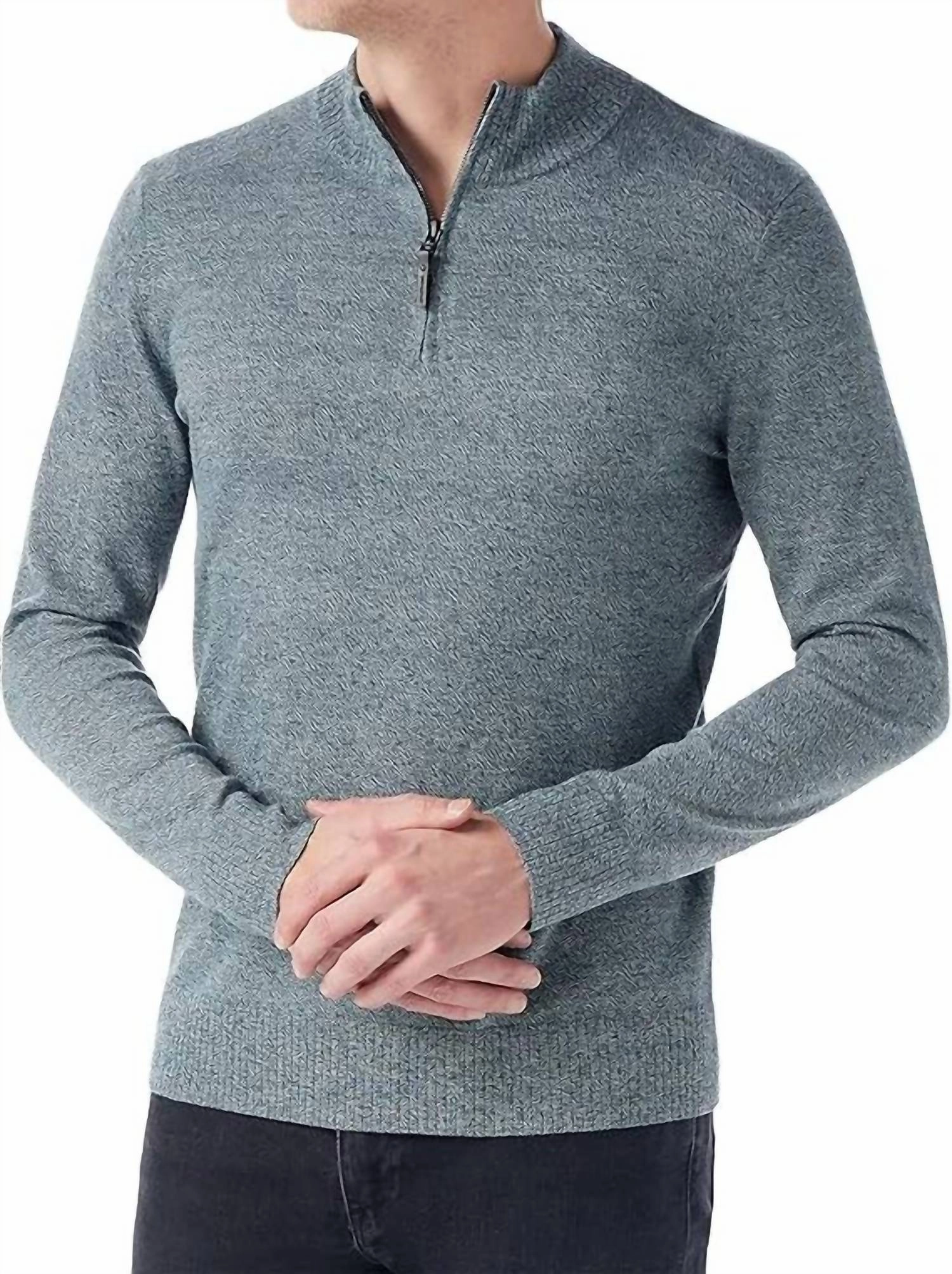 Sparwood Half Zip Sweater In Twilight Blue Marl winter sweaters outlet