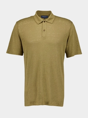 Spinach Mello Linen Polo Tops Mens - men's t-shirts outlet