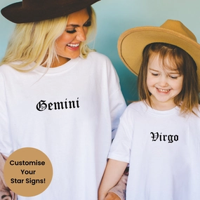 Star Signs Personalised Adult & Kid Matching White T-Shirts Holiday Collection - holiday outfits clearance