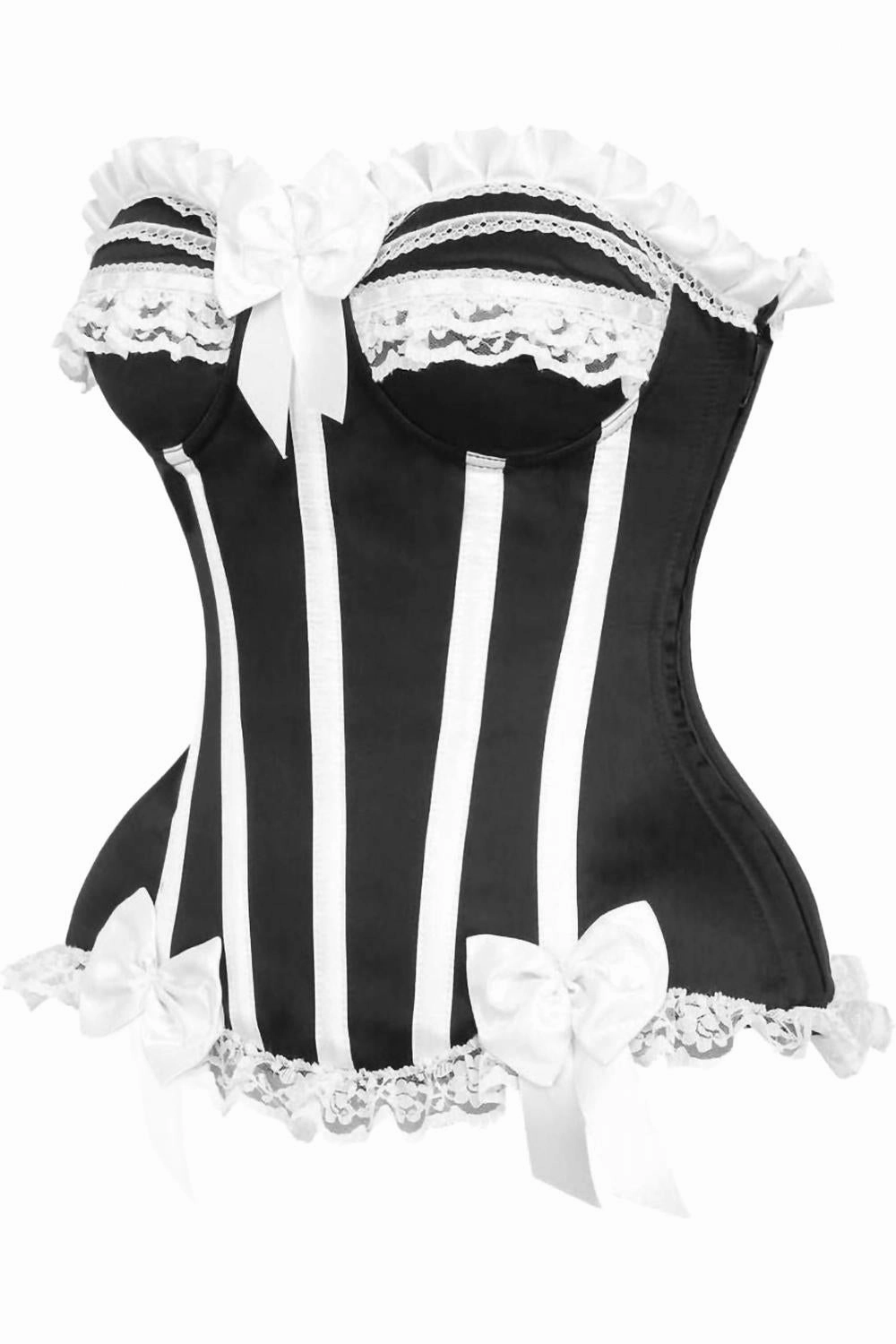 Steel Boned Burlesque Corset In Black/white
