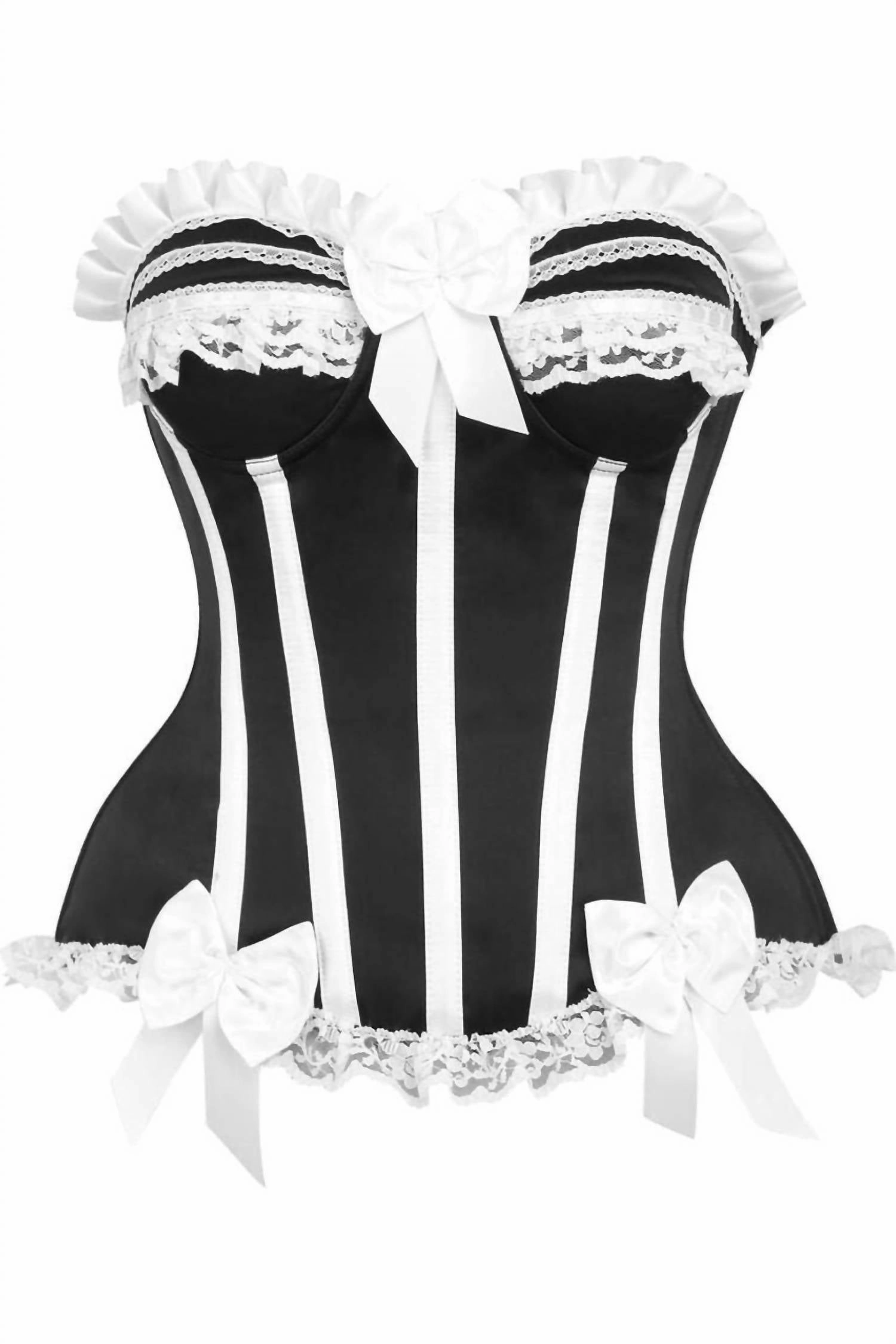 Steel Boned Burlesque Corset In Black/white