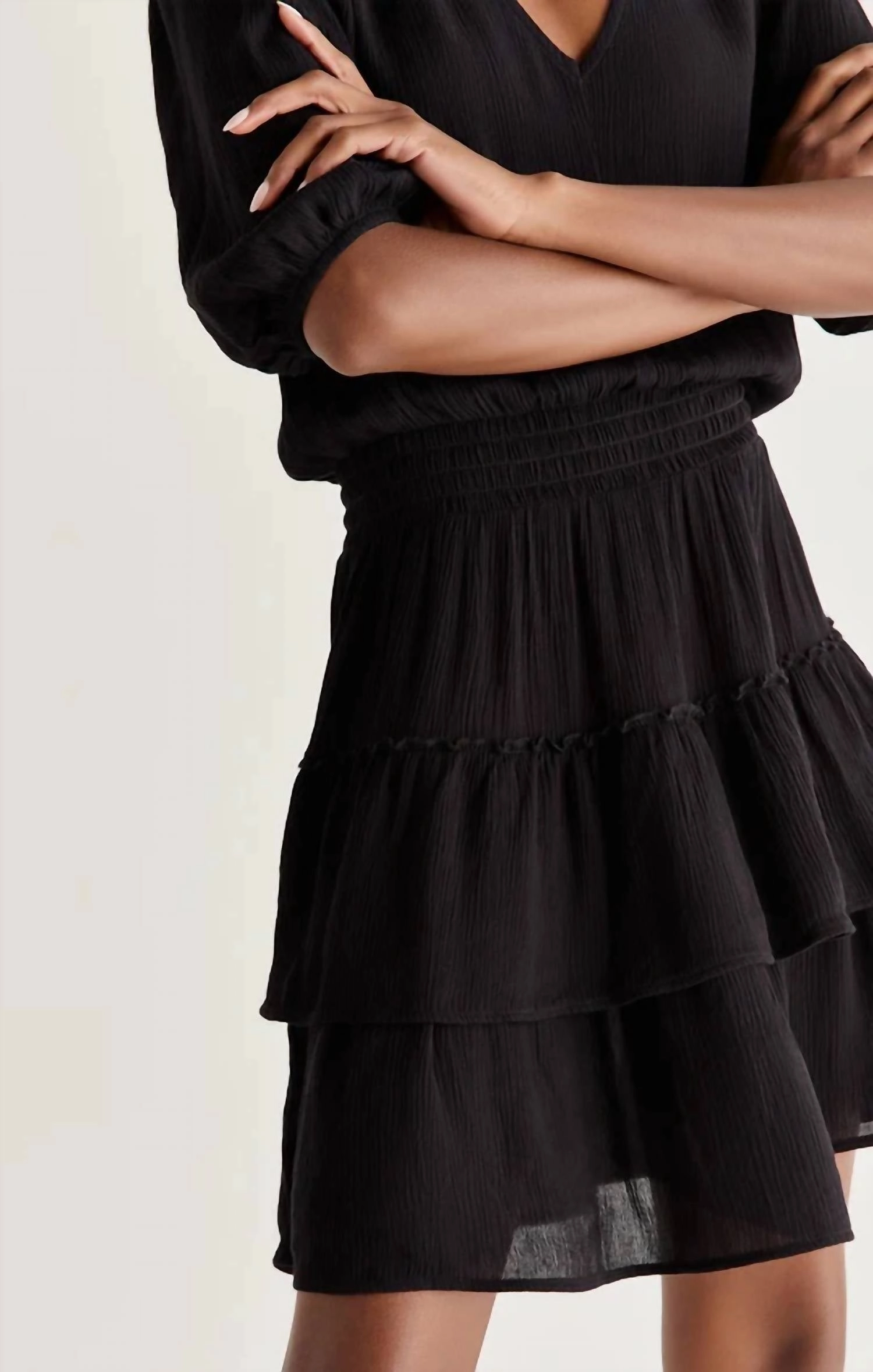 Stella Solid Mini Dress in Black