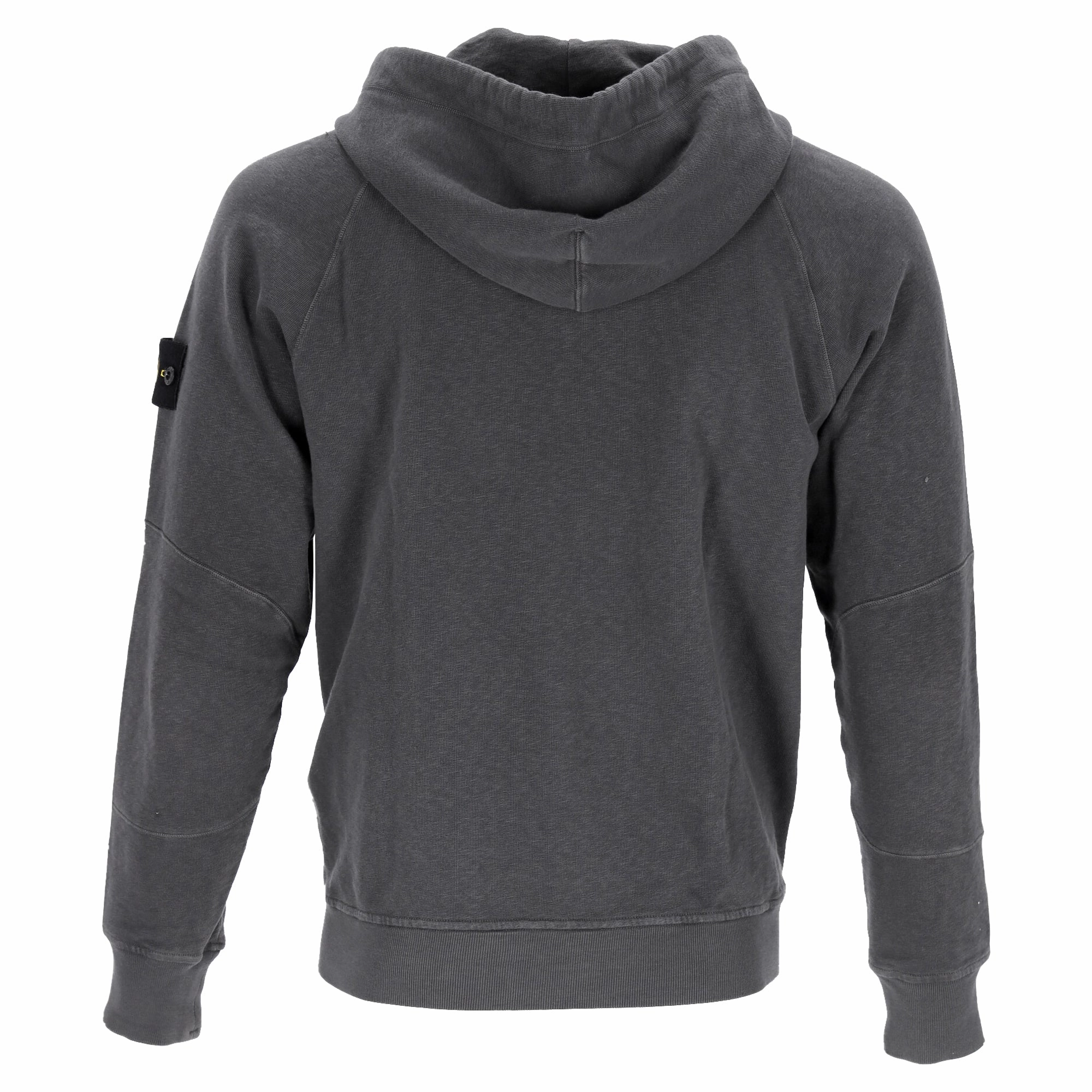 Stone Island Logo Patch Zipped Hoodie in Grey Cotton