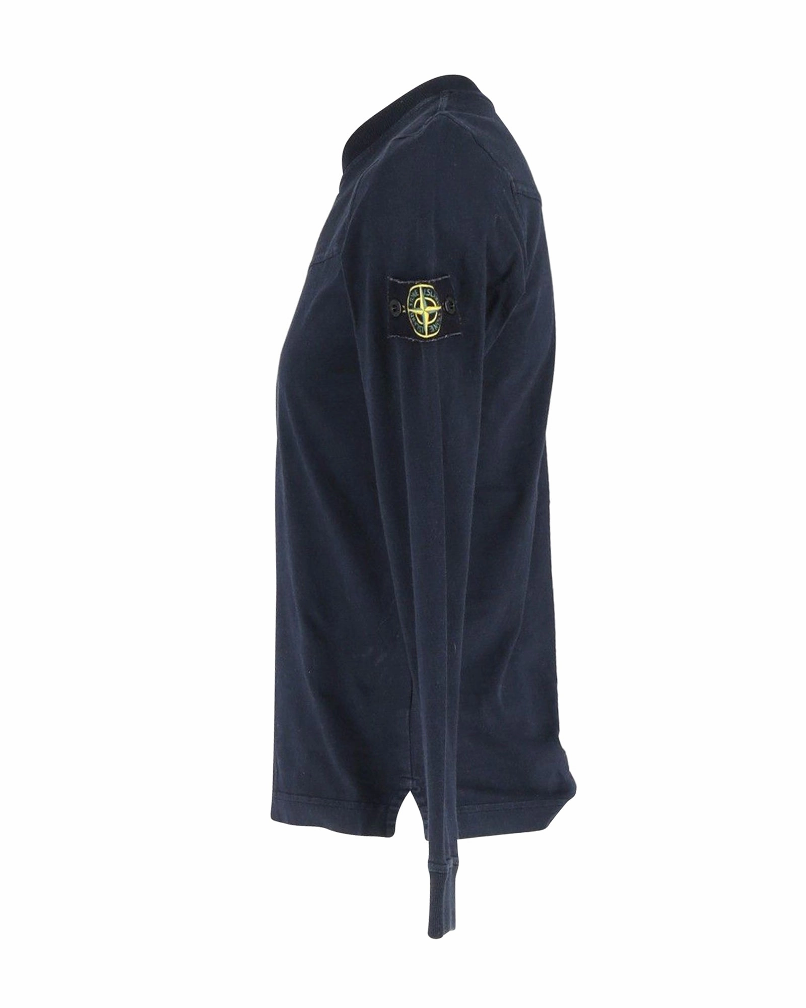 Stone Island Long Sleeve Compass Sweater in Navy Blue Cotton